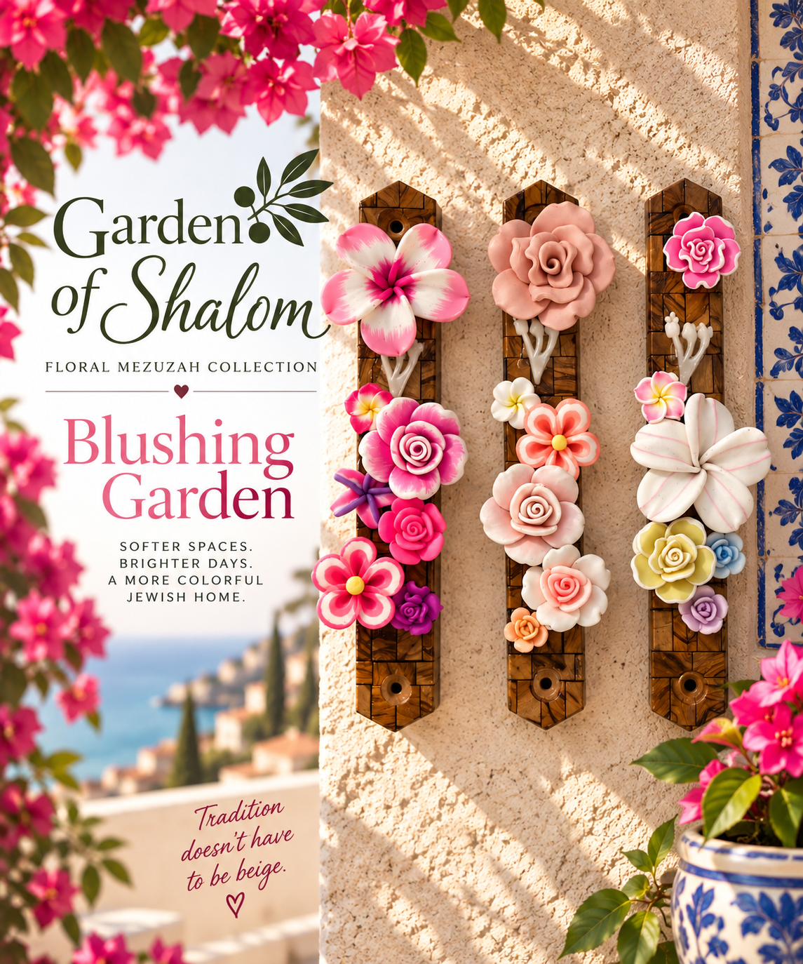 Garden of Shalom Floral Mezuzah Collection