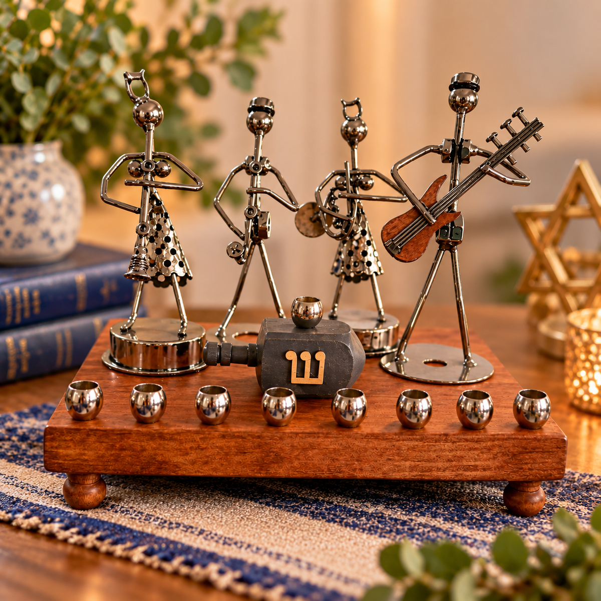 Hanukkah Quartet Menorah | One-of-a-Kind Iron Art Menorah