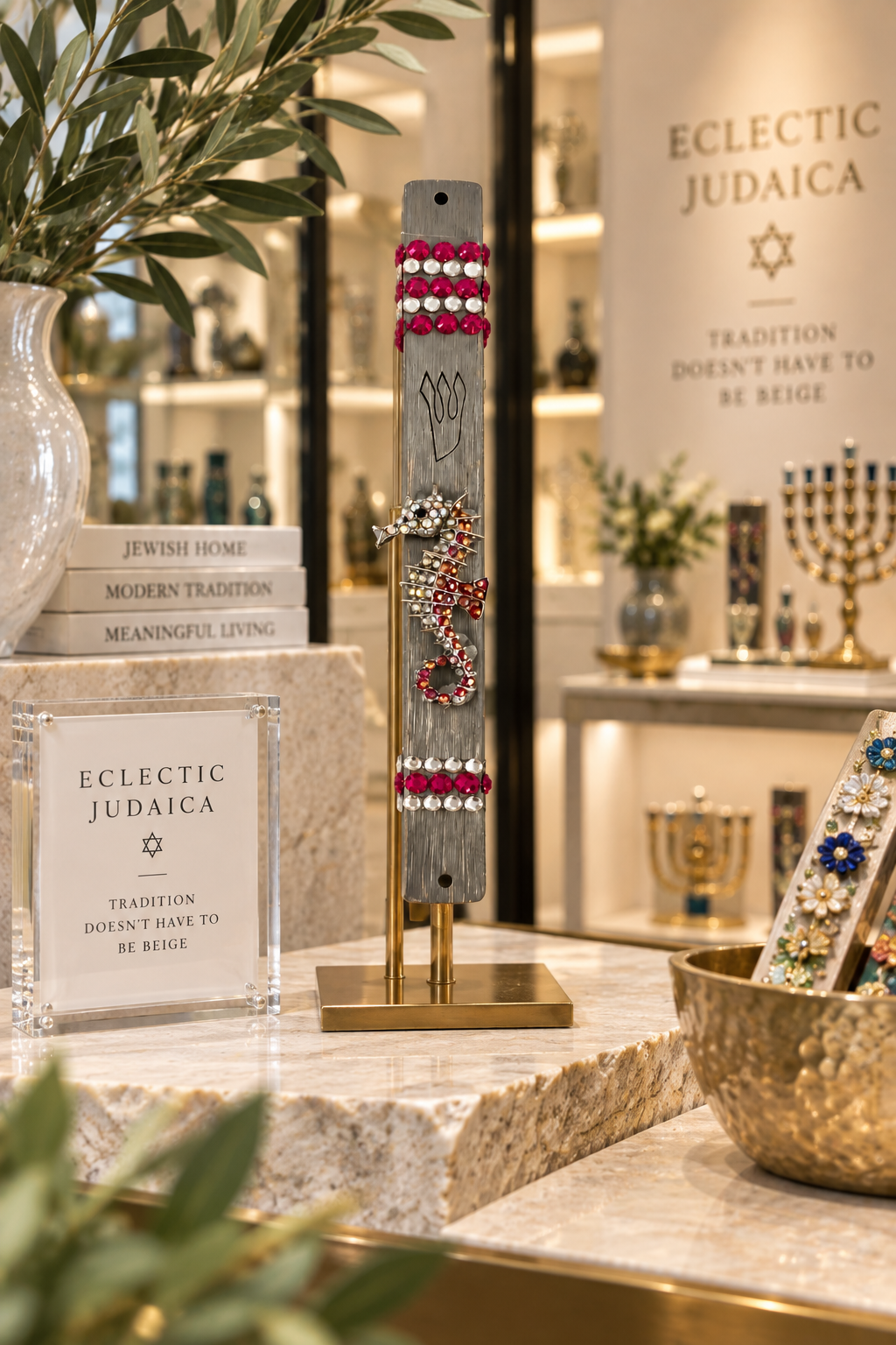 The Jeweled Seahorse Mezuzah Case