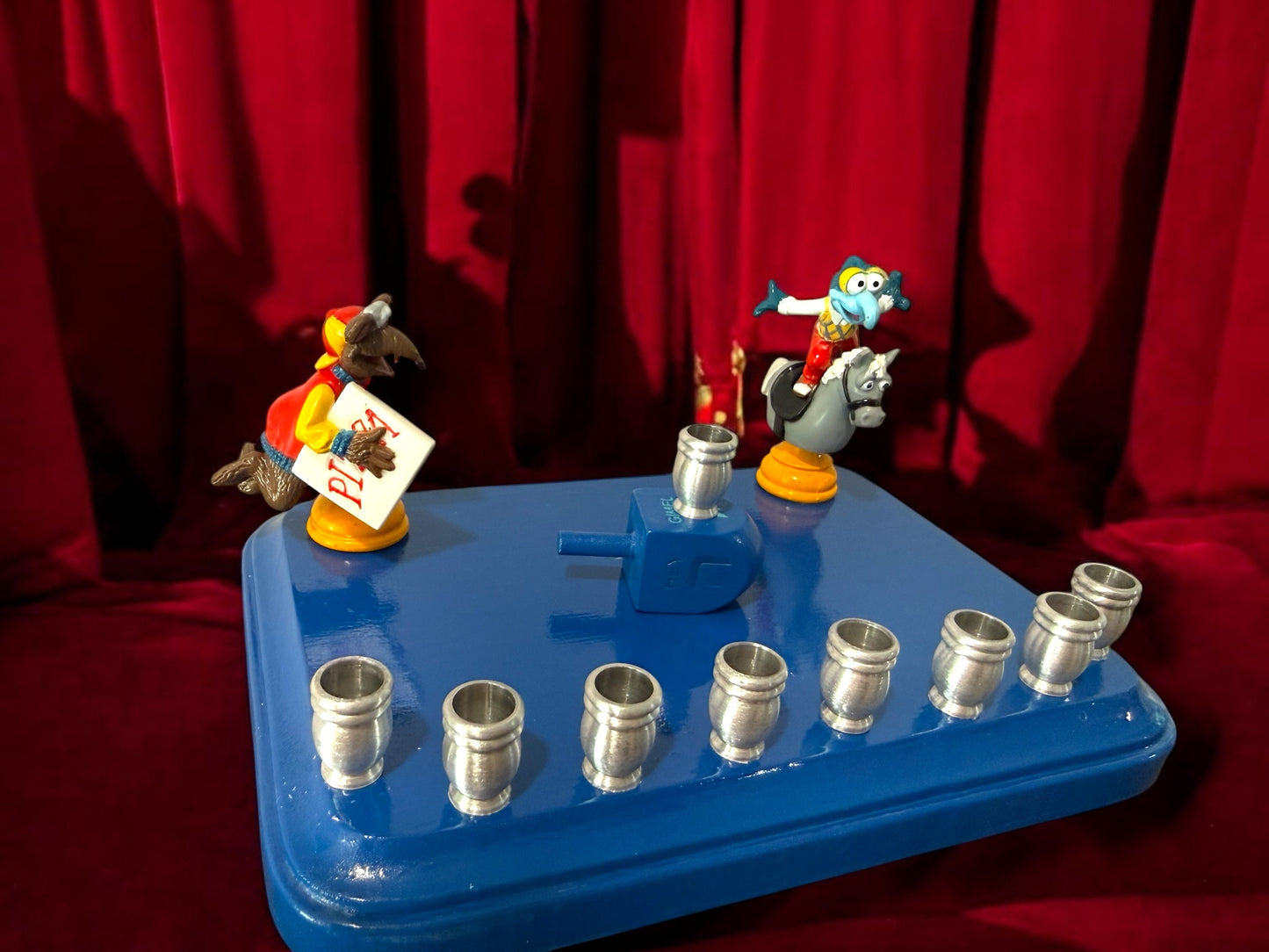 Collectors Muppets Gonzo and Ralph Vintage Repurposed Figures Menorah Hanukah Chanukah judaica