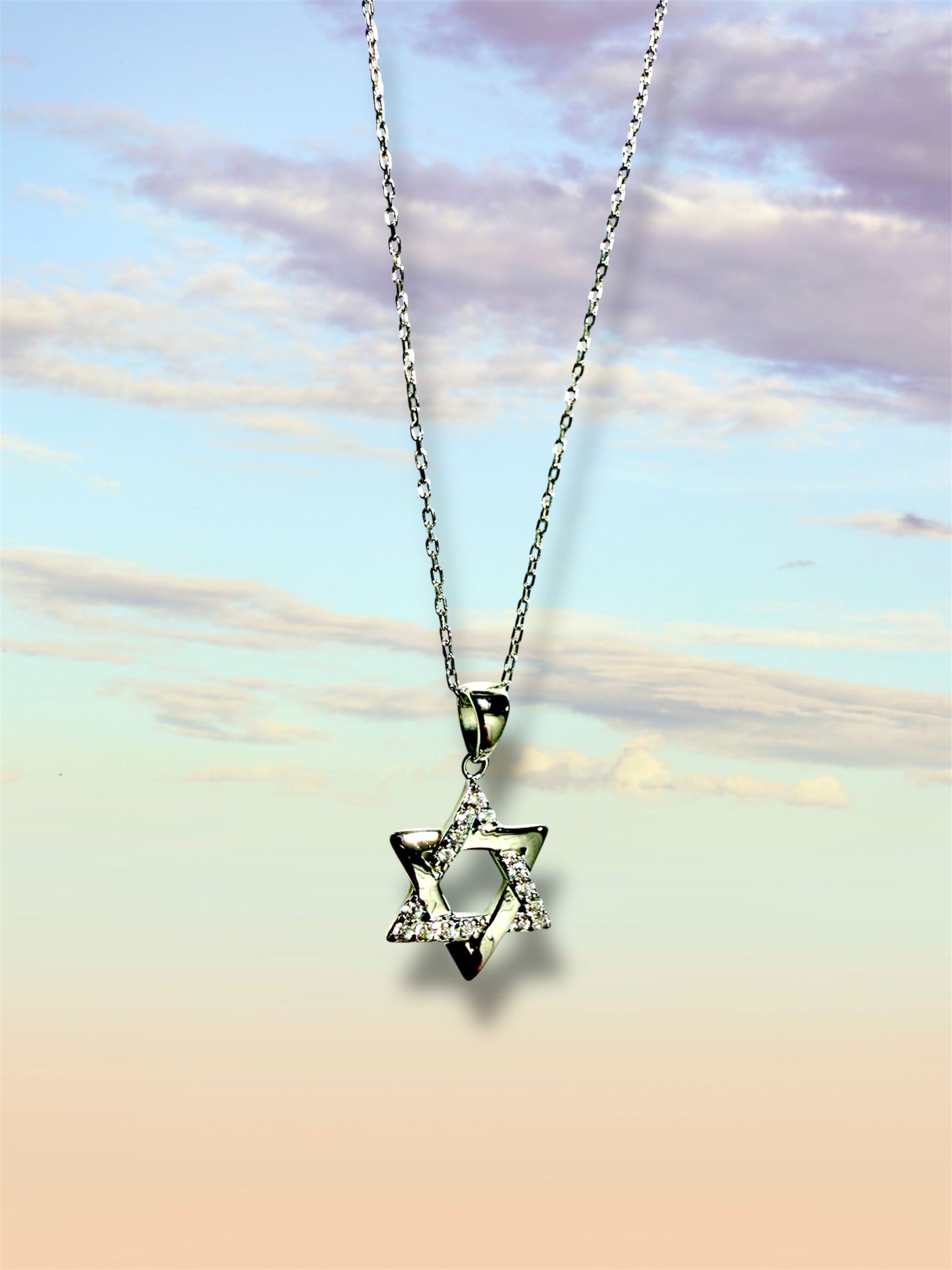 Sterling Silver Interwoven Jewish Star Magen David necklace