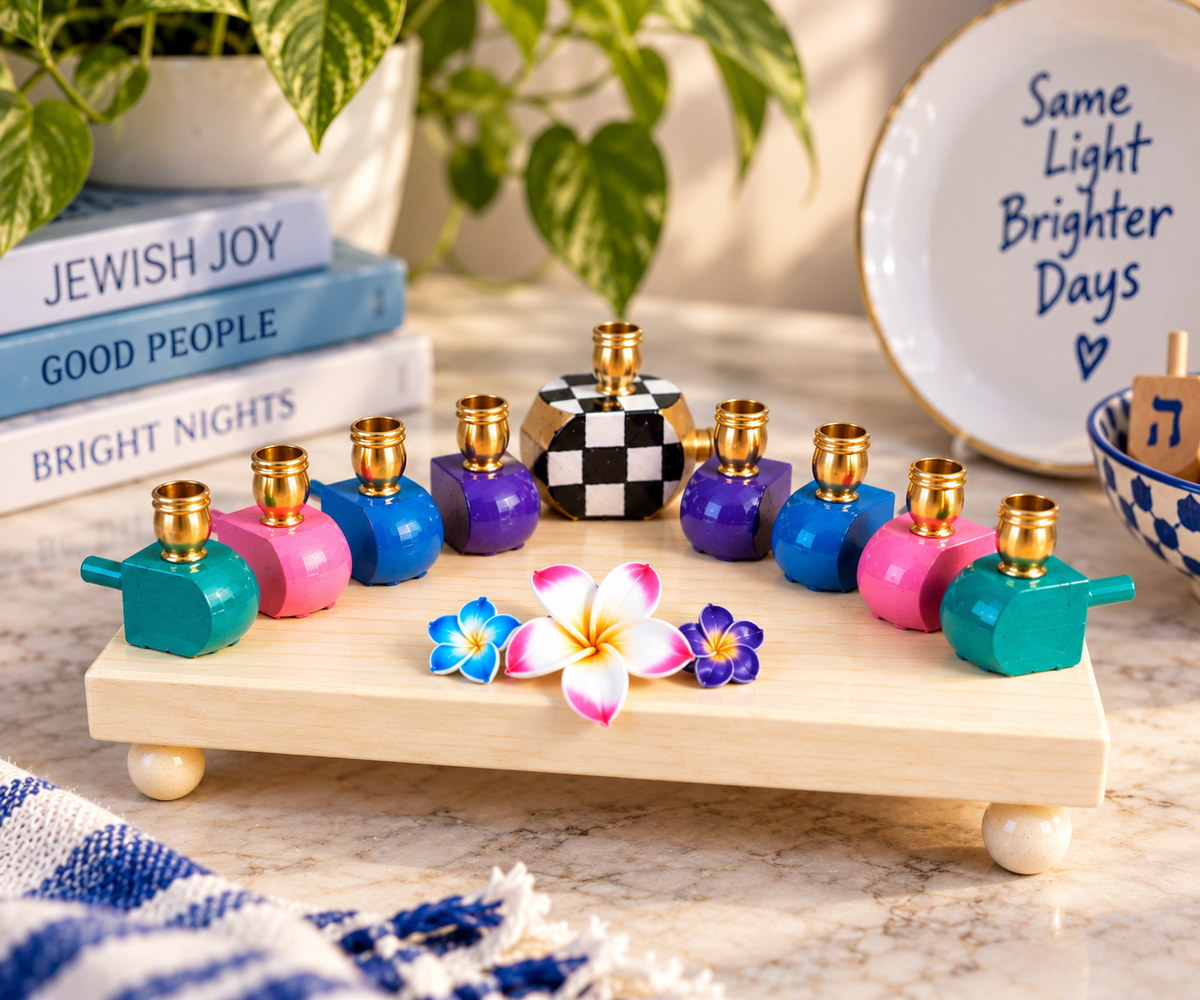 The Abigail Menorah

Hand-Painted Colorful Dreidel & Floral Menorah