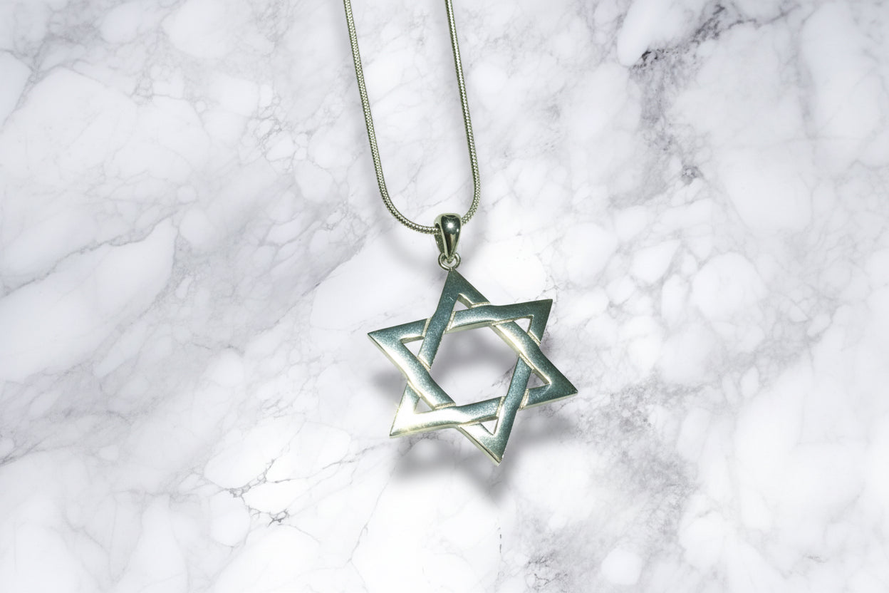 Sterling Silver Woven Jewish Star Magen David necklace