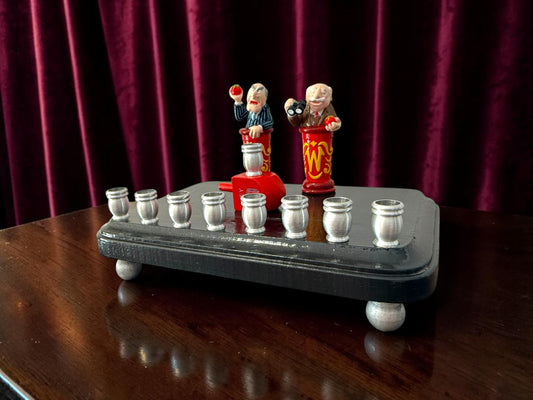 Collectors Muppets Statler & Waldorf Old Men Vintage Repurposed Figures Menorah Hanukah Chanukah judaica