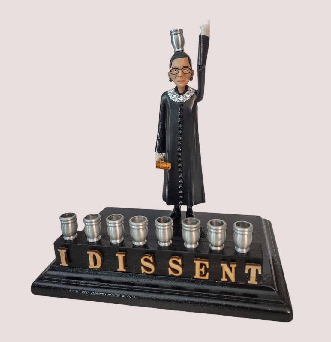 I Dissent Ruth Bader Ginsburg Hanukah Menorah Candle Holder Judaica RBG Jewish Gift