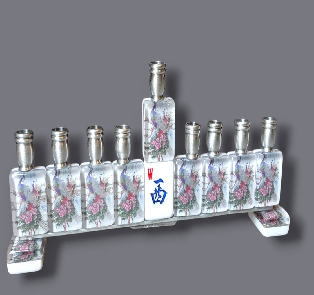 MahJong Menorah unique Repurposed Judaica Game Hanukkiah Chanukah candles Jewish