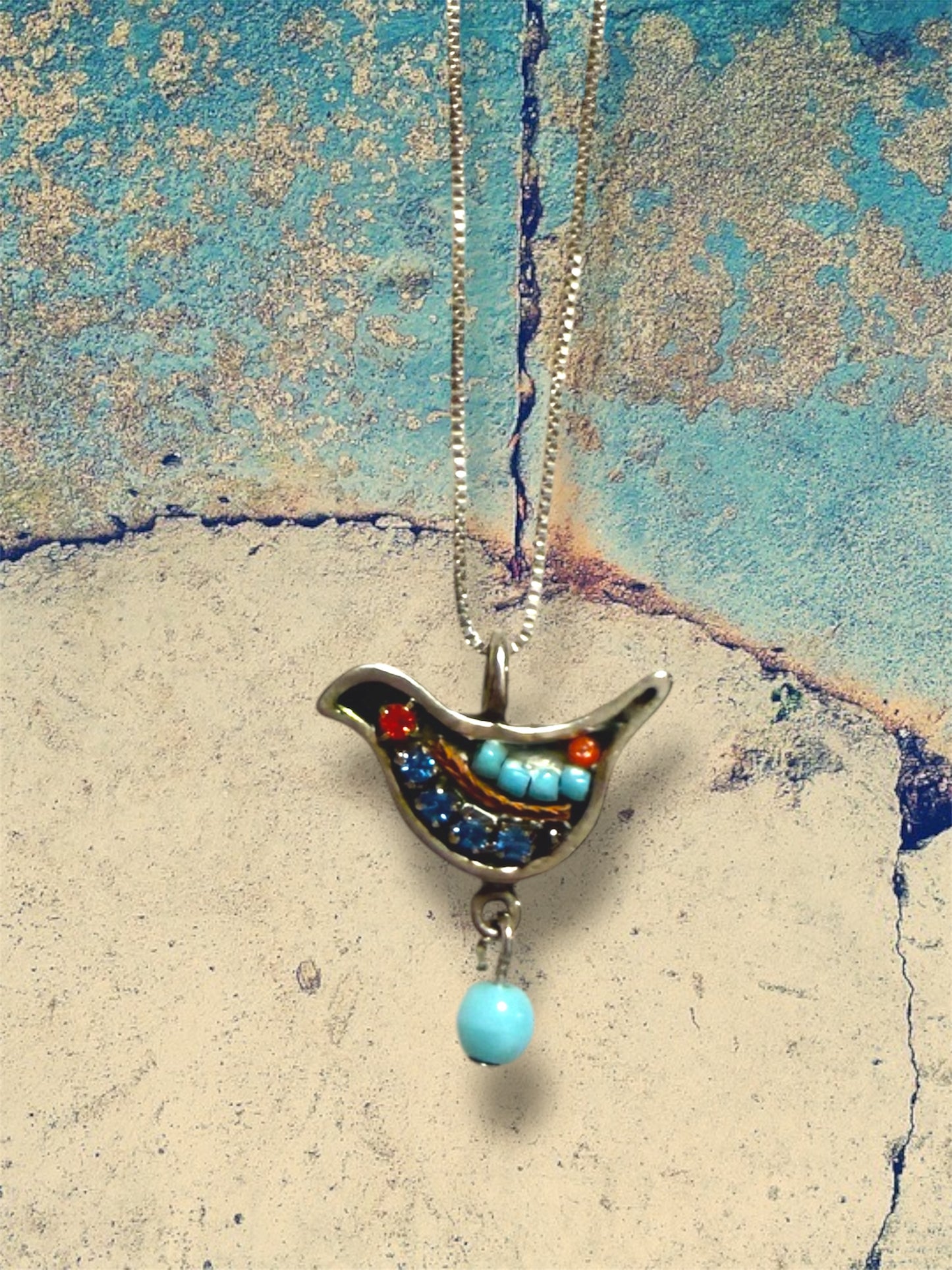Vintage Adaya Mosaic Dove Necklace