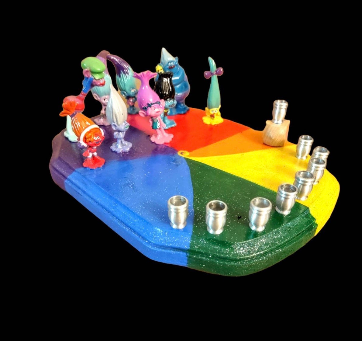 Trolls World Tour Collector Menorah Judaica Hanukkiah Repurposed Poppy tiny Diamond