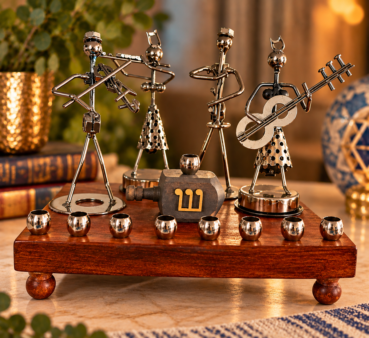 Hanukkah Quartet Menorah | One-of-a-Kind Iron Art Menorah