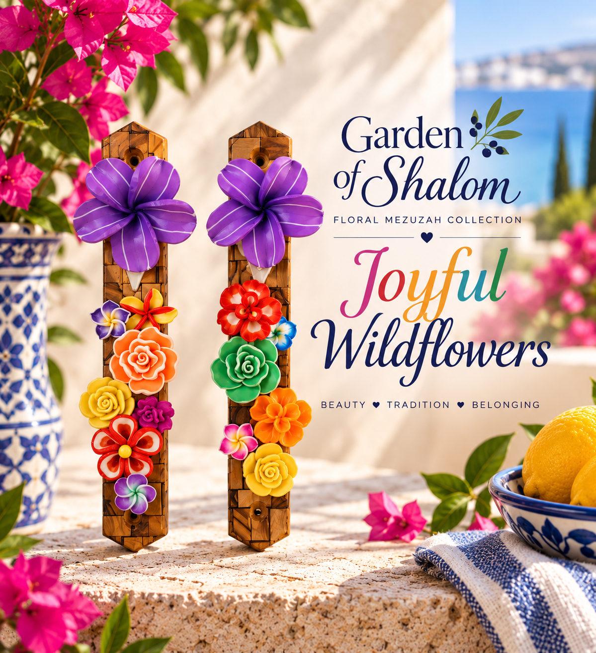 Garden of Shalom Floral Mezuzah Collection