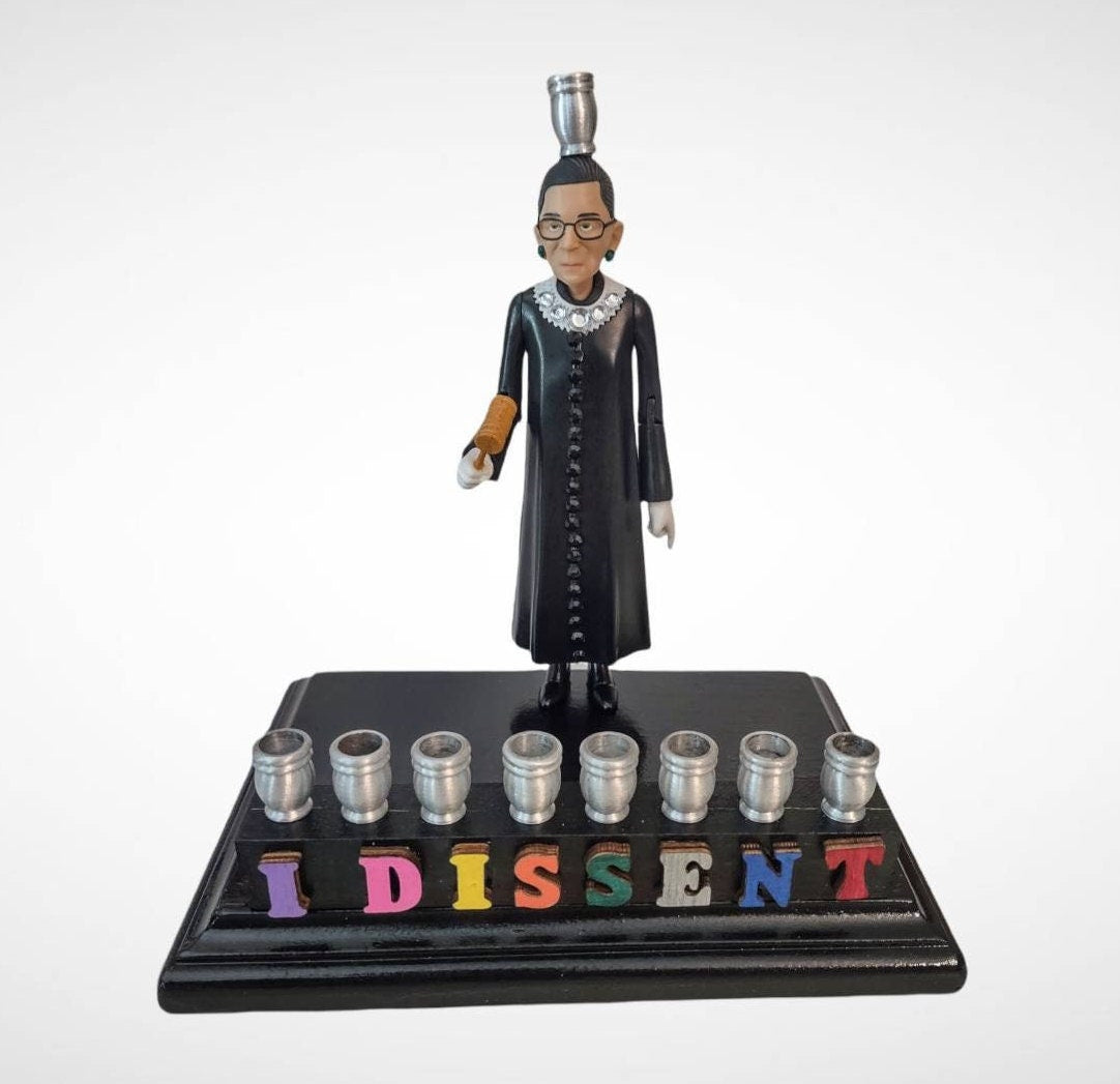 I Dissent Ruth Bader Ginsburg Hanukah Menorah Candle Holder Judaica RBG Jewish Gift