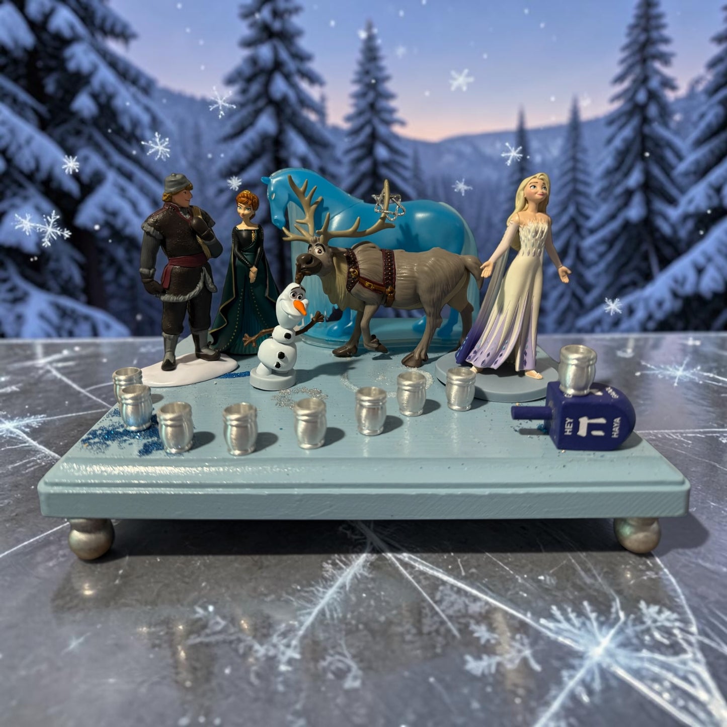 Frozen Menorah Princess Menorah Classic Disney Judaica Hanukkiah Anna and Elsa