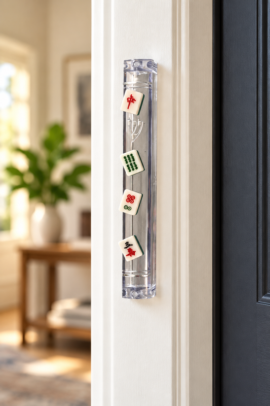 Mahjong Mezuzah Case – Acrylic with Mini Mahjong Tiles