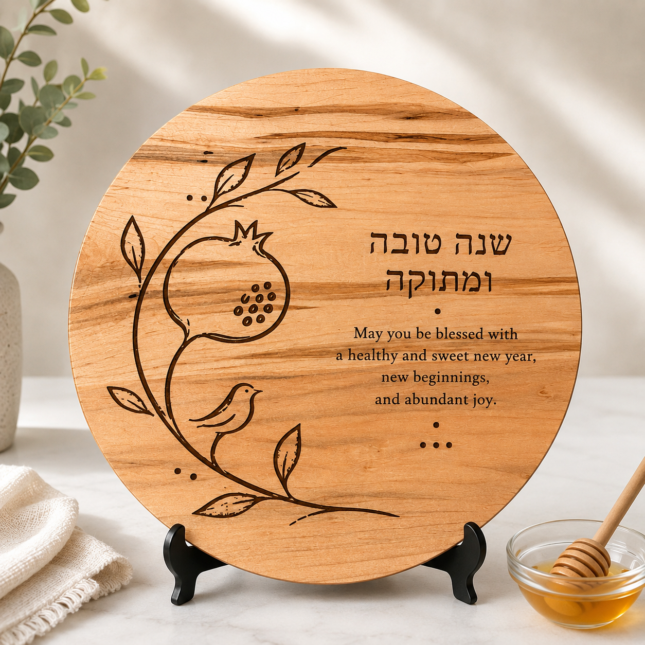 Shana Tova Rosh Hashanah Challah & Honey Board