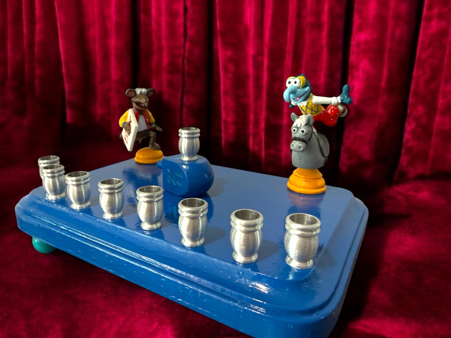 Collectors Muppets Gonzo and Ralph Vintage Repurposed Figures Menorah Hanukah Chanukah judaica