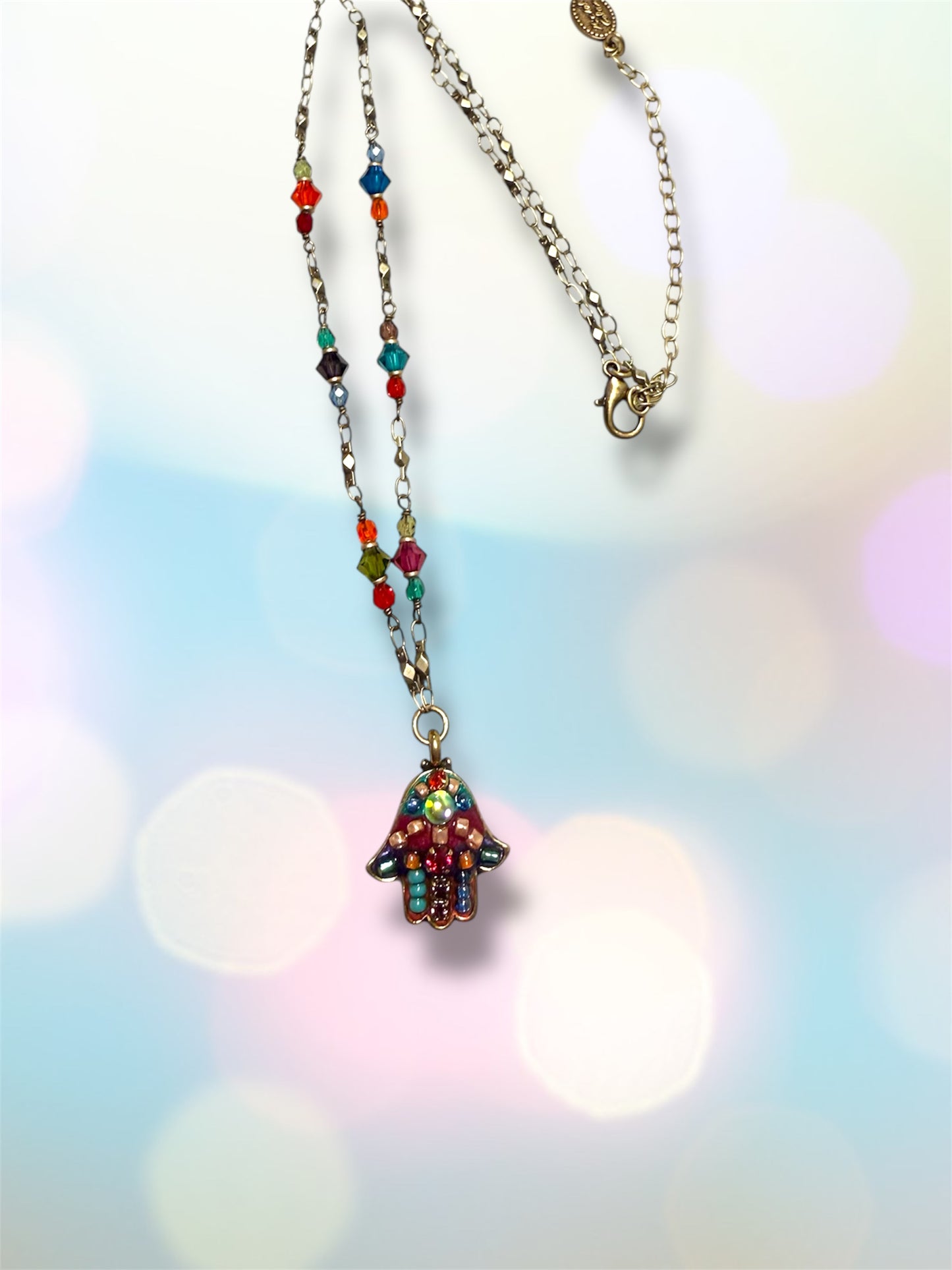 Multicolor Bright Hamsa Necklace