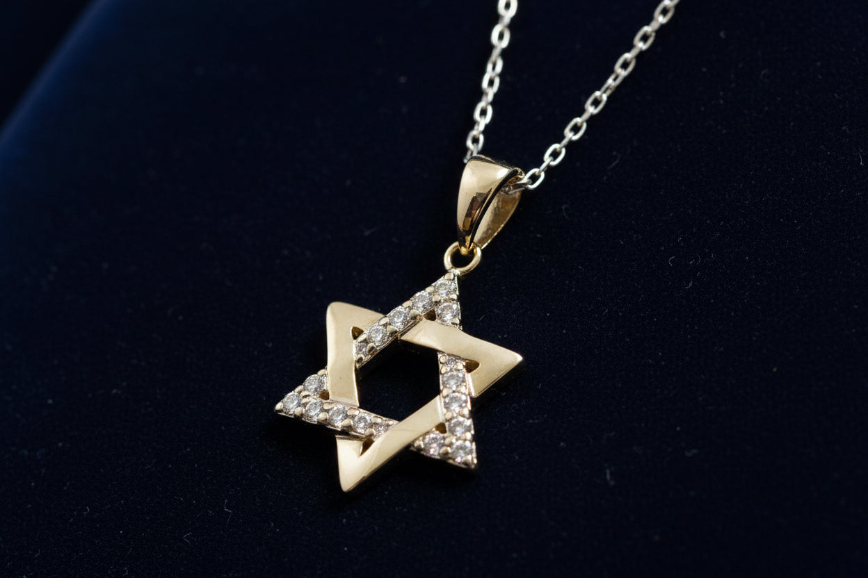 Sterling Silver Interwoven Jewish Star Magen David necklace