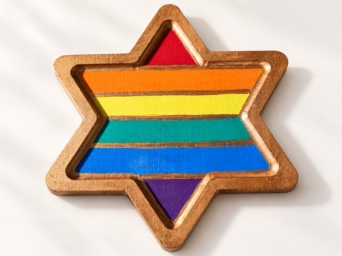 Chasing Rainbows Star Serving Tray – Hand-Painted Rainbow Star of David Tray