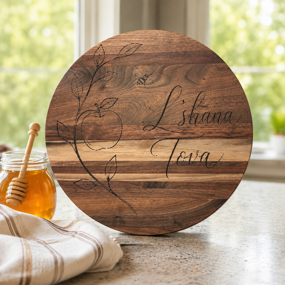 L’Shana Tova Oak Apple & Honey Board Set