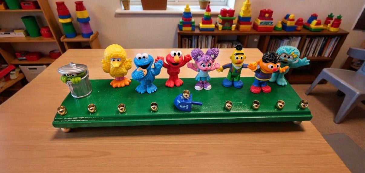 Sesame Street Menorah: Hand-crafted Hanukkah Decoration