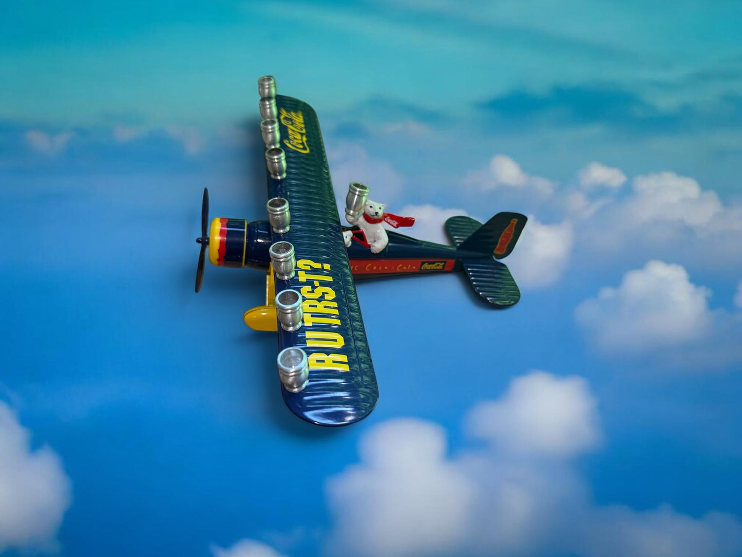 Vintage Airplane Menorah, Repurposed Metal Bank, Hanukkah Gift