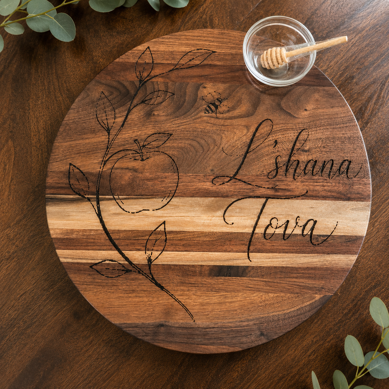 L’Shana Tova Oak Apple & Honey Board Set