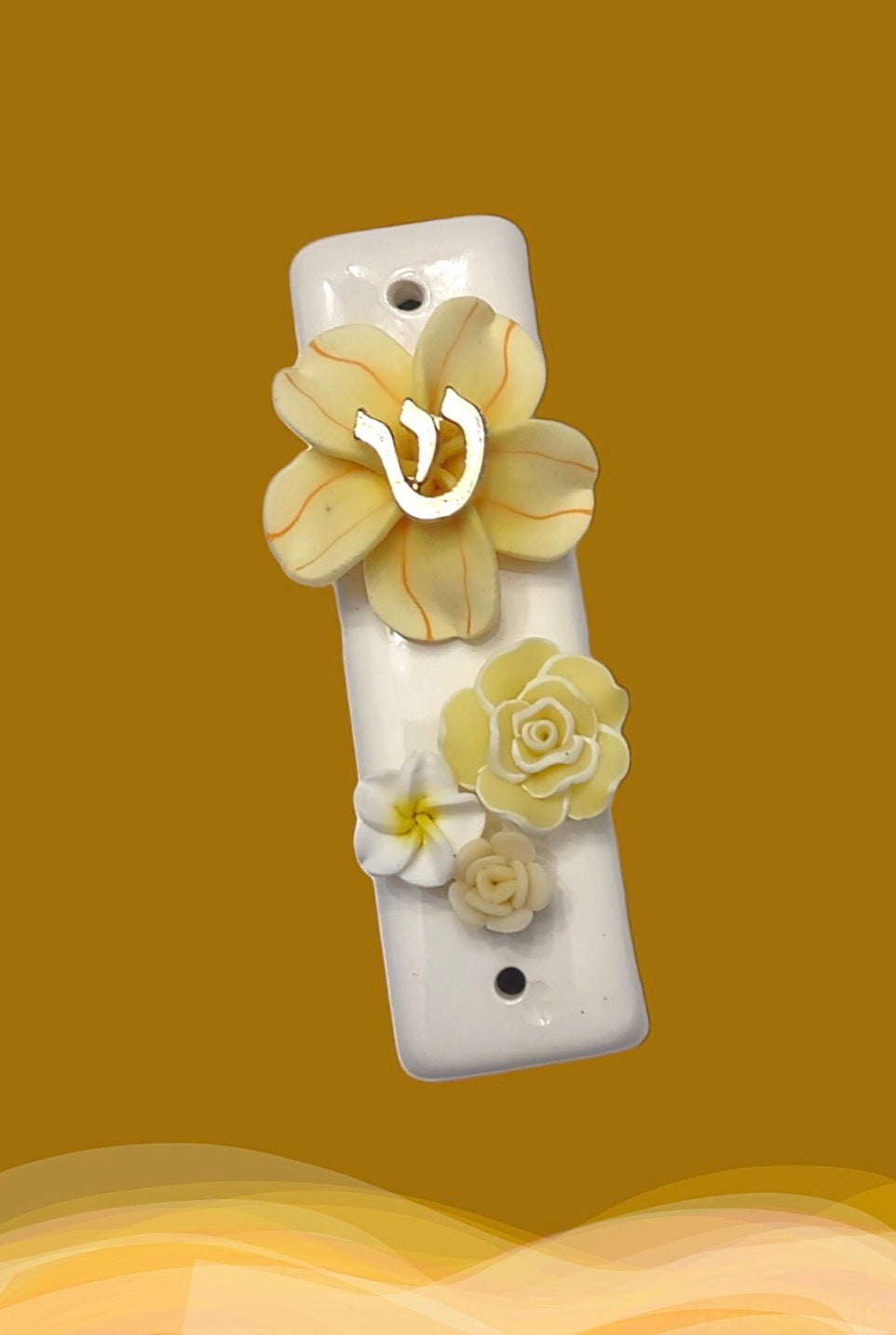 Ceramic Tropical Flower Mezuzah Case
