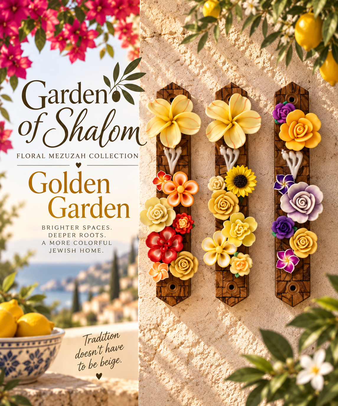 Garden of Shalom Floral Mezuzah Collection