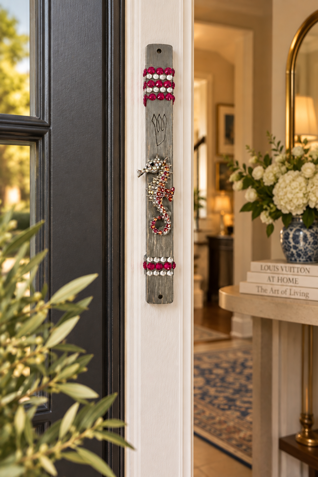 The Jeweled Seahorse Mezuzah Case