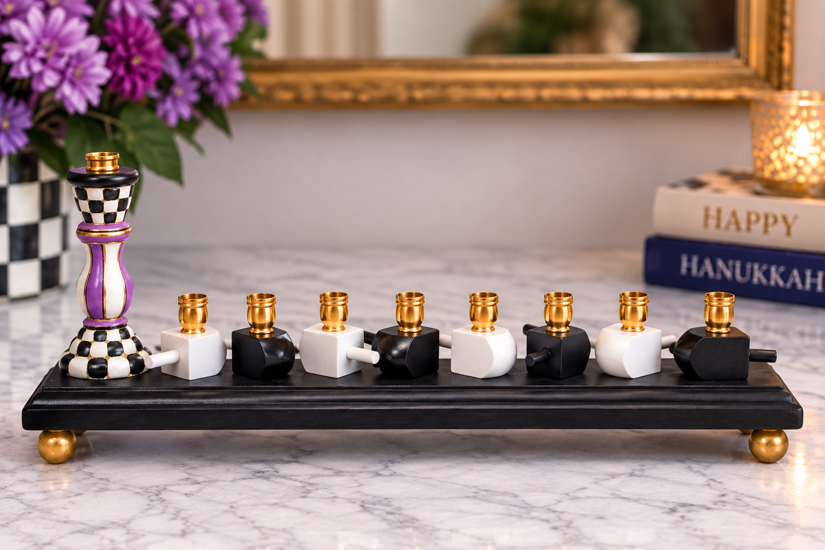 Tzipporah — Hand-Painted Dreidel Menorah