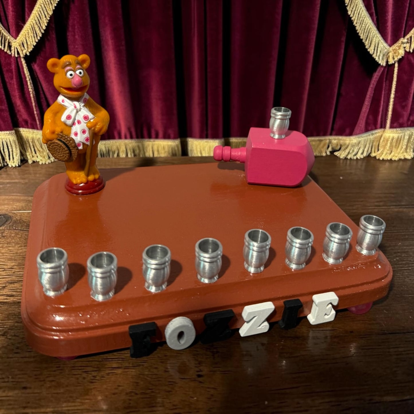 Collectors Muppets Fozzie Bear Vintage Repurposed Figures Menorah Hanukah Chanukah Judaica
