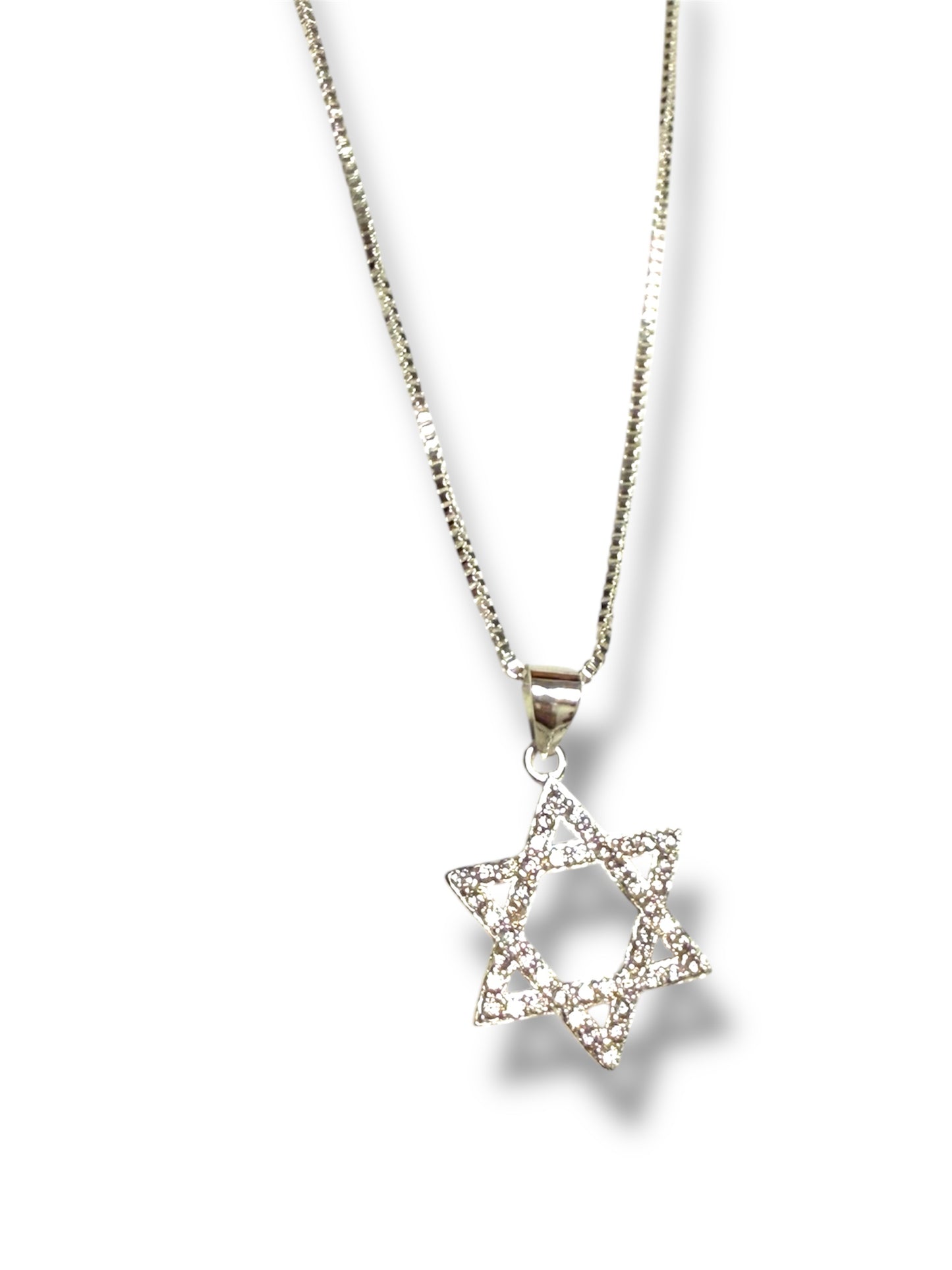 Sterling Silver Sparkly Jewish Star Magen David necklace