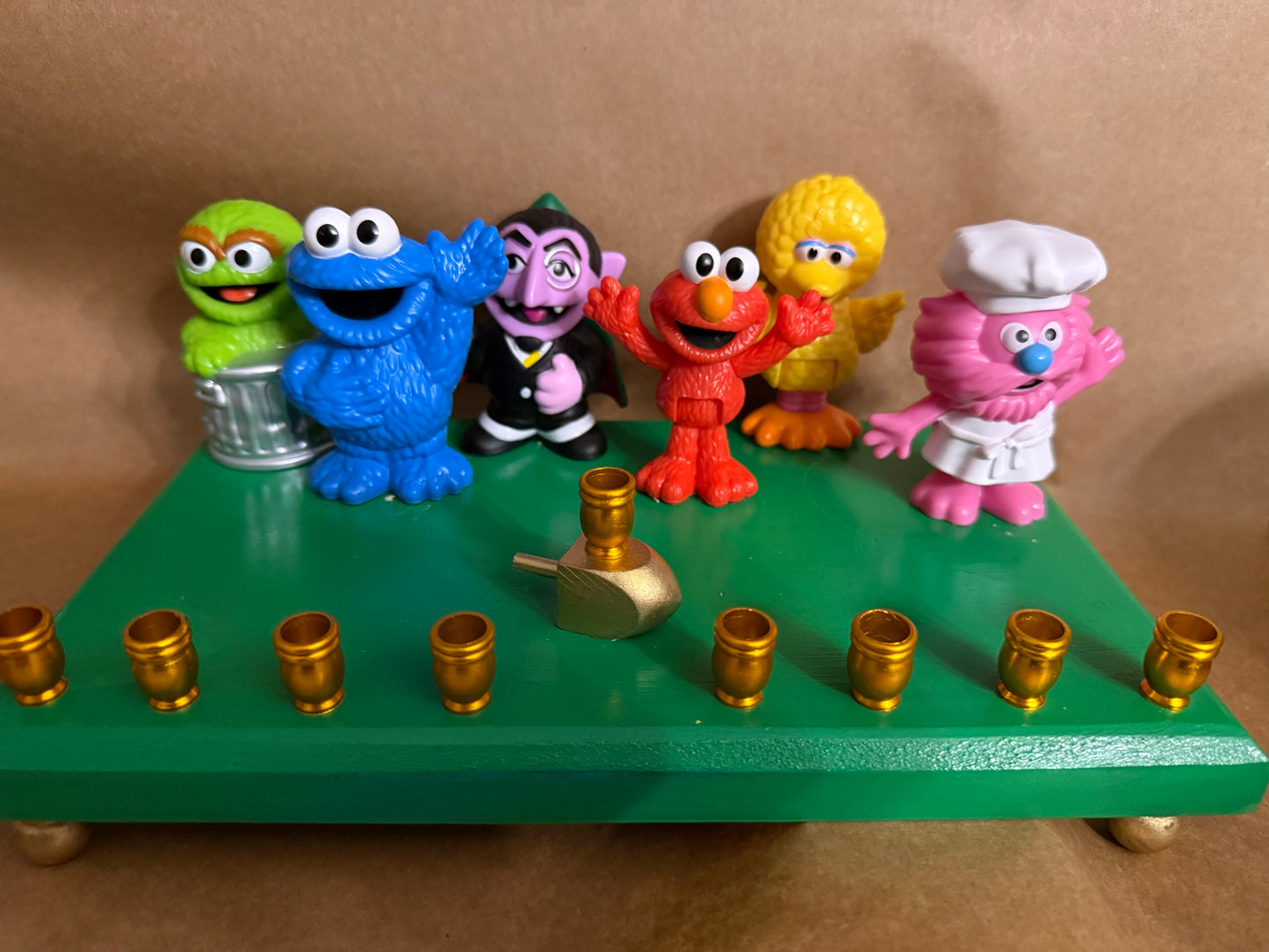 Sesame Street Menorah Hanukkah Judaica Jewish Children's Television Gift Elmo Abby Cadabby Oscar the Grouch Big Bird Snuffy Ernie Bert Count