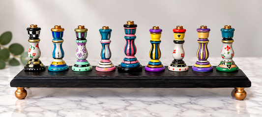 The Mishmash Menorah Collection

Hand-Painted One-of-a-Kind Wooden Hanukkah Menorah