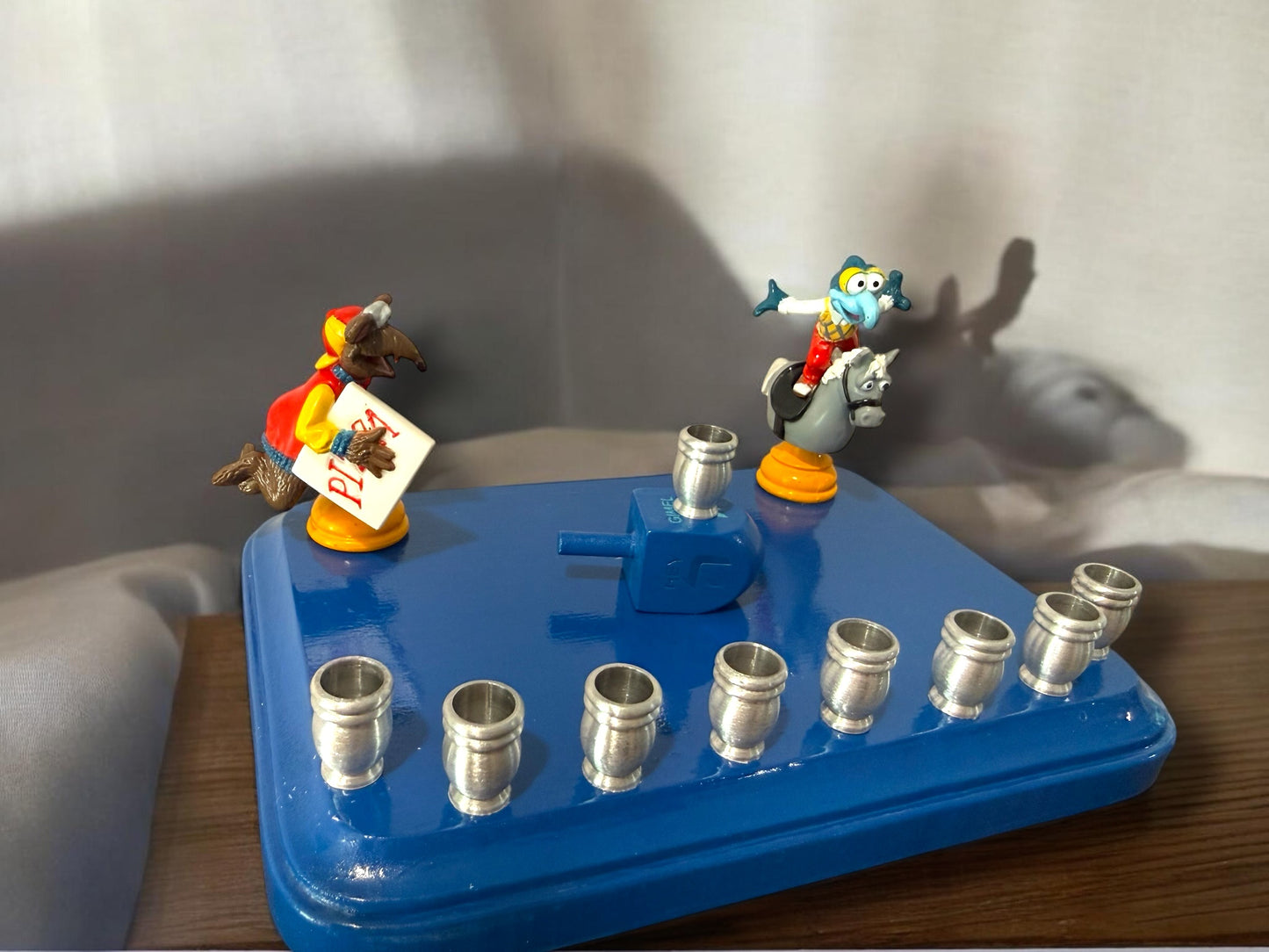 Collectors Muppets Gonzo and Ralph Vintage Repurposed Figures Menorah Hanukah Chanukah judaica