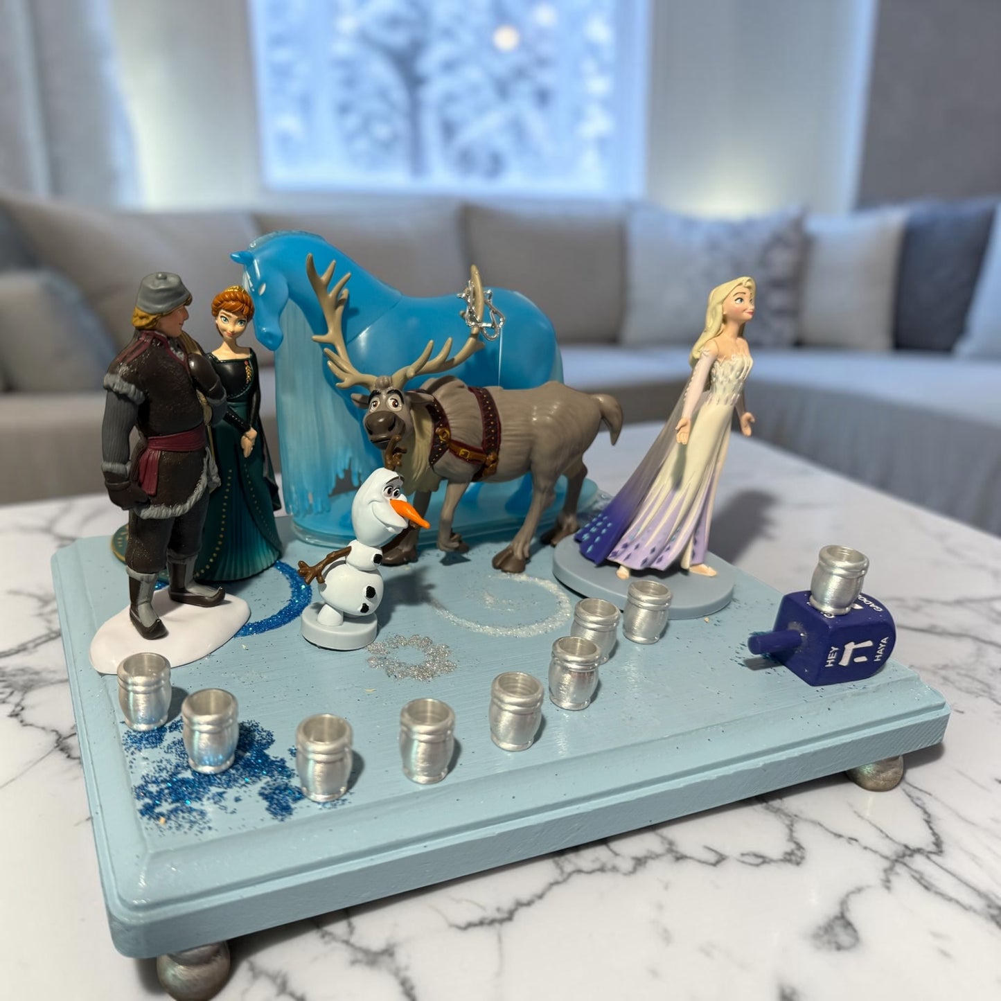 Frozen Menorah Princess Menorah Classic Disney Judaica Hanukkiah Anna and Elsa