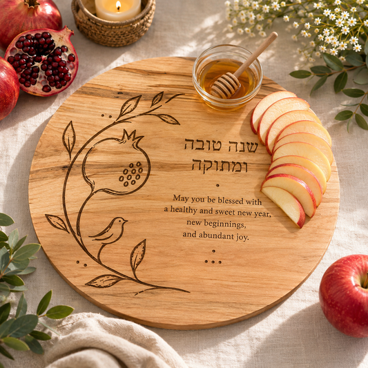 Shana Tova Rosh Hashanah Challah & Honey Board