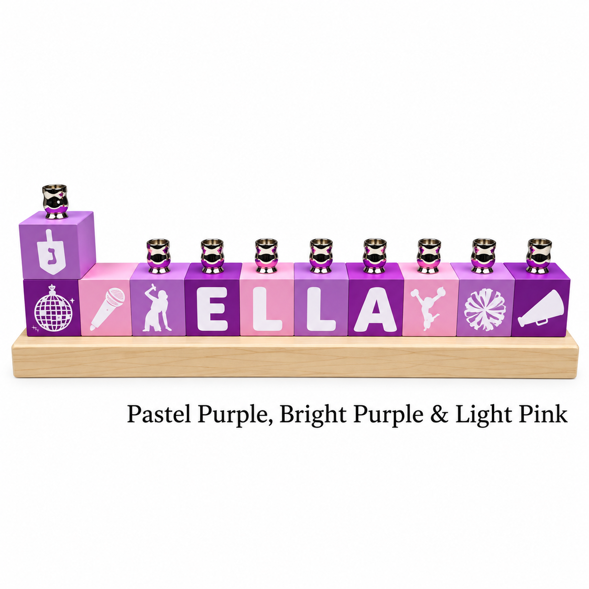Personalized Name Block Menorah- Modern Design