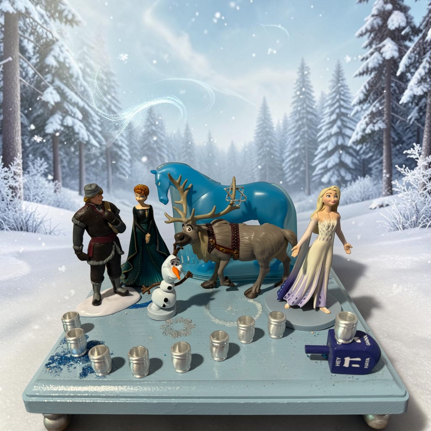 Frozen Menorah Princess Menorah Classic Disney Judaica Hanukkiah Anna and Elsa