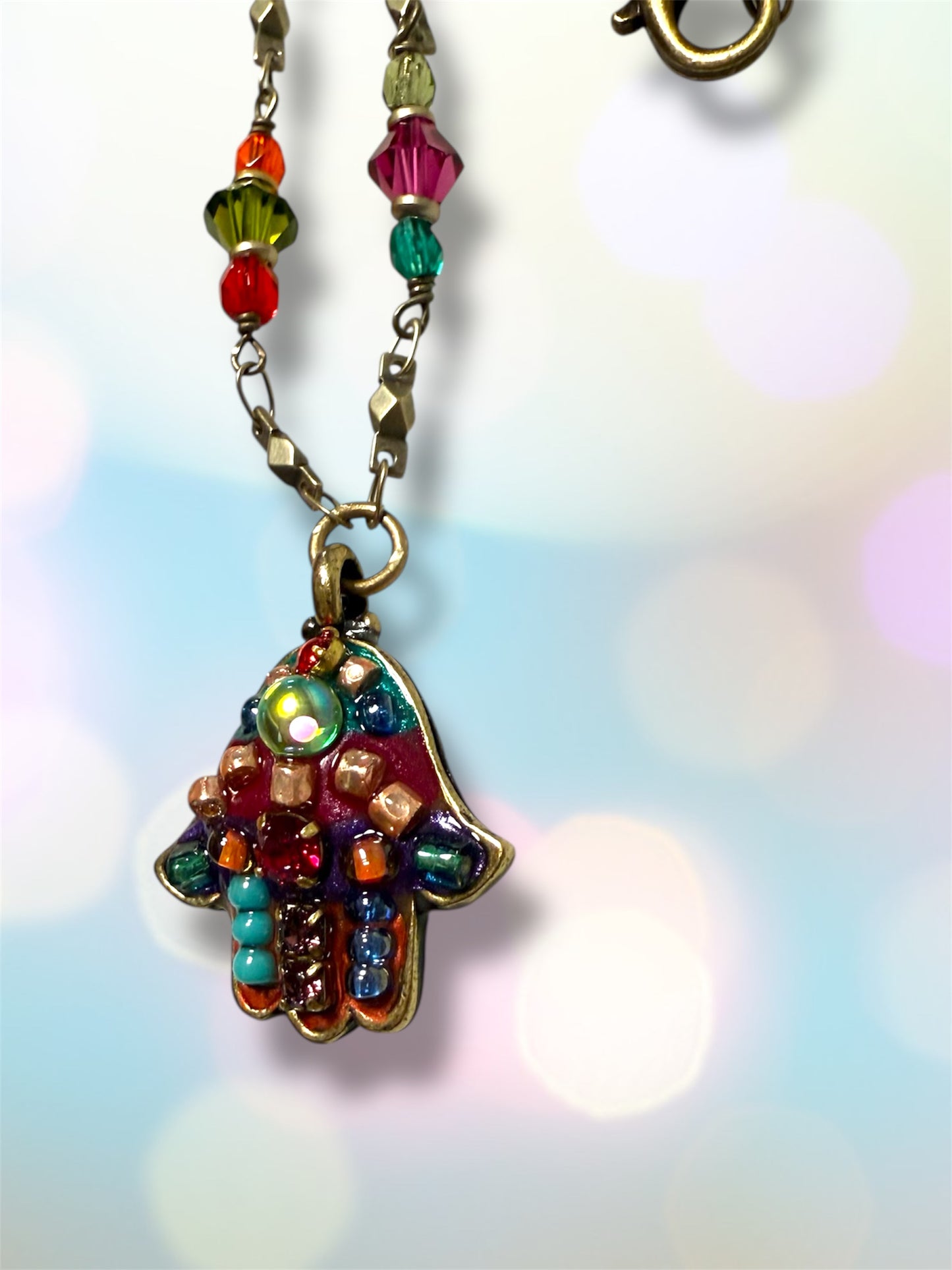 Multicolor Bright Hamsa Necklace