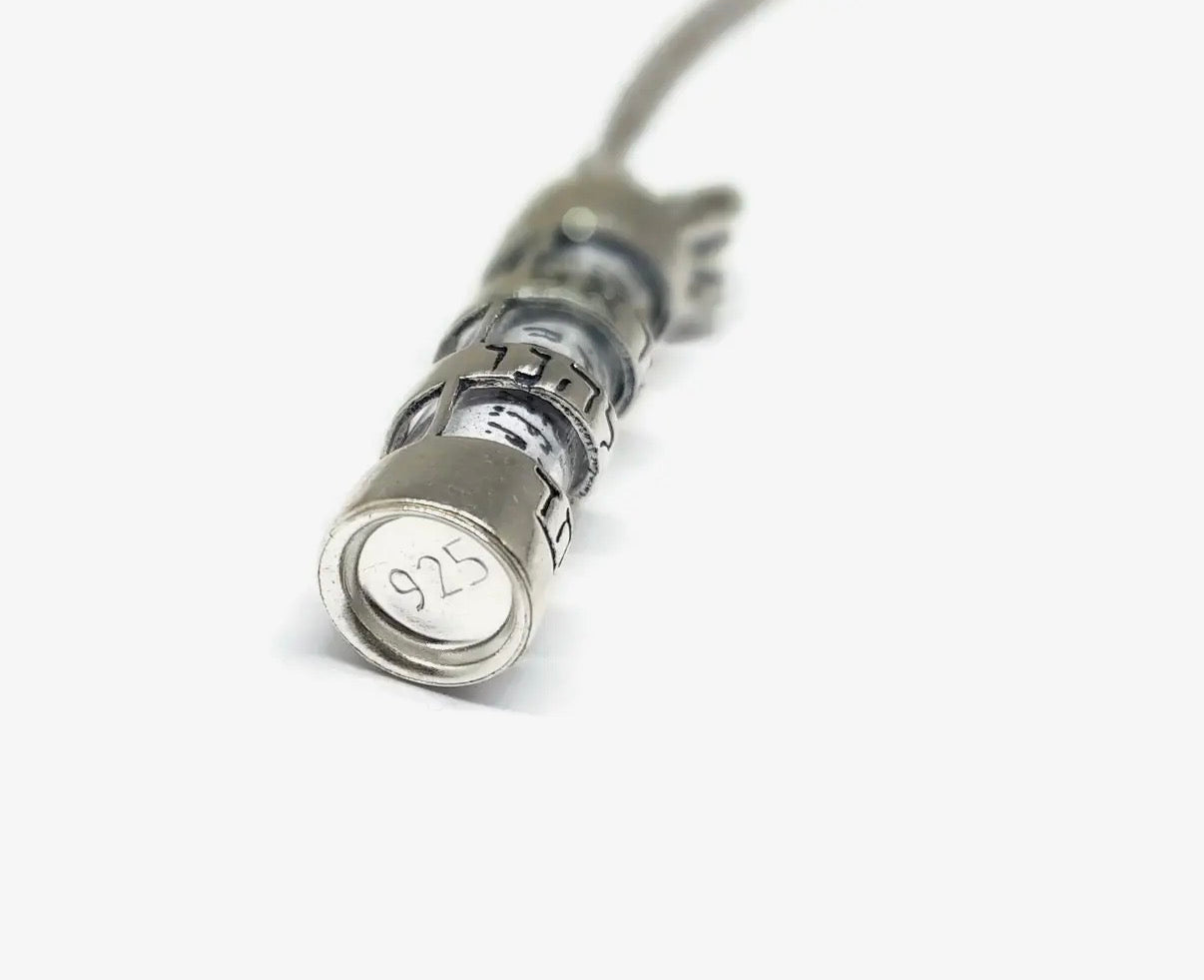 Sterling Silver Shema Ribbon Mezuzah Case pendant necklace