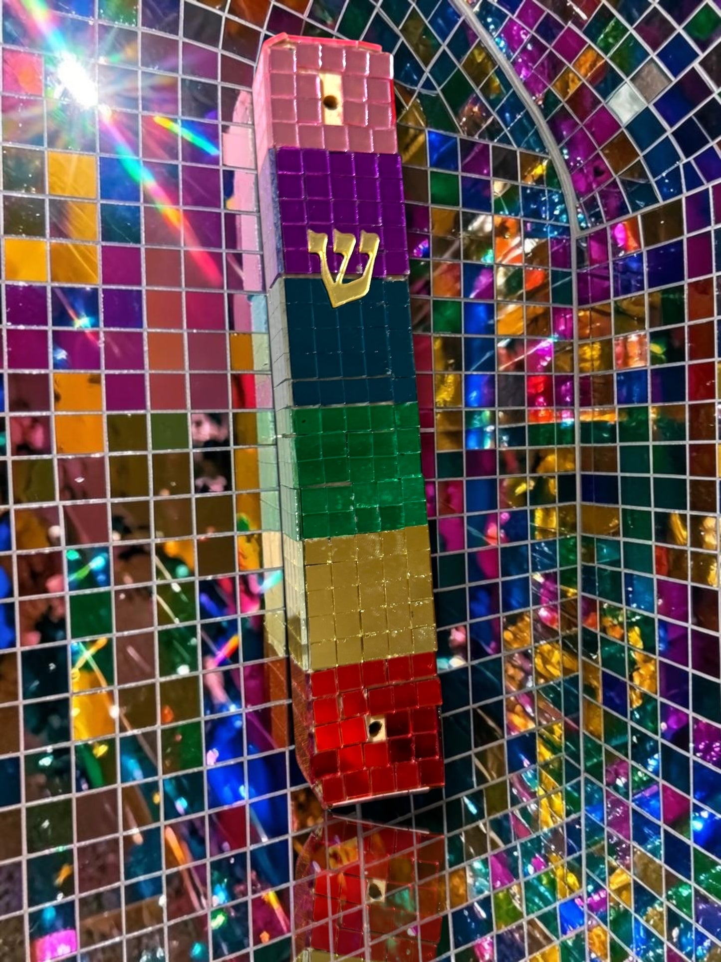 Disco Mirrored Mezuzah Case- Multiple Colors Available