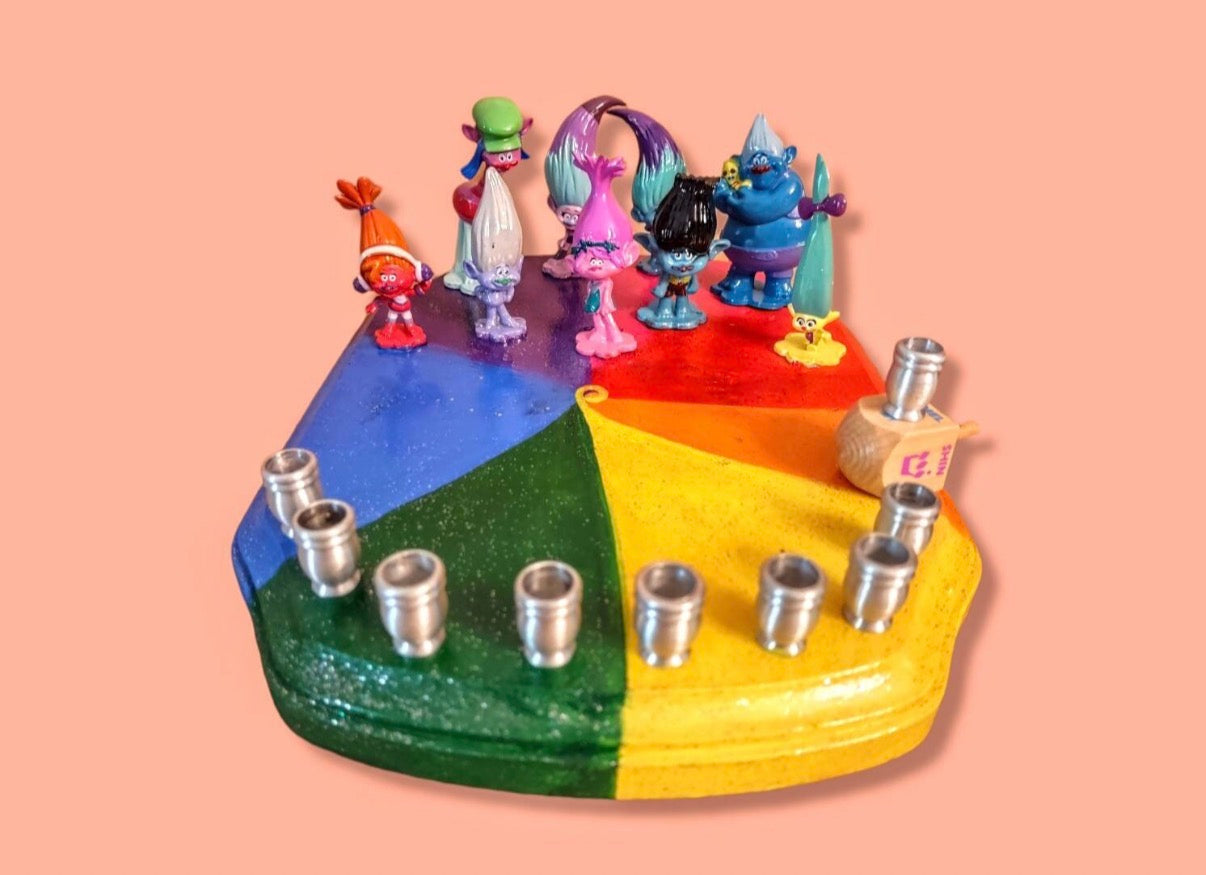 Trolls World Tour Collector Menorah Judaica Hanukkiah Repurposed Poppy tiny Diamond