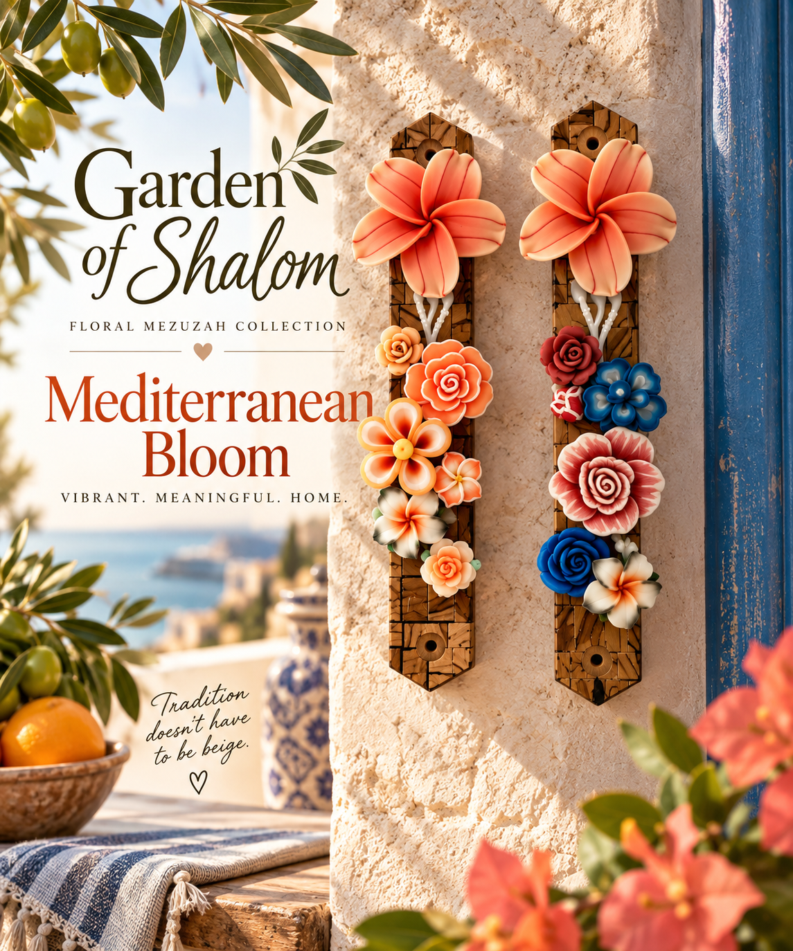 Garden of Shalom Floral Mezuzah Collection