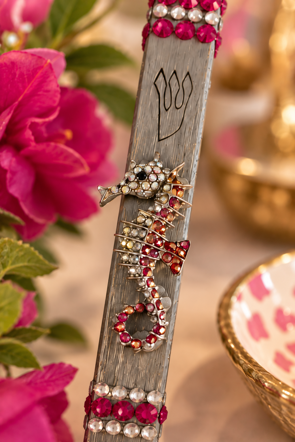 The Jeweled Seahorse Mezuzah Case