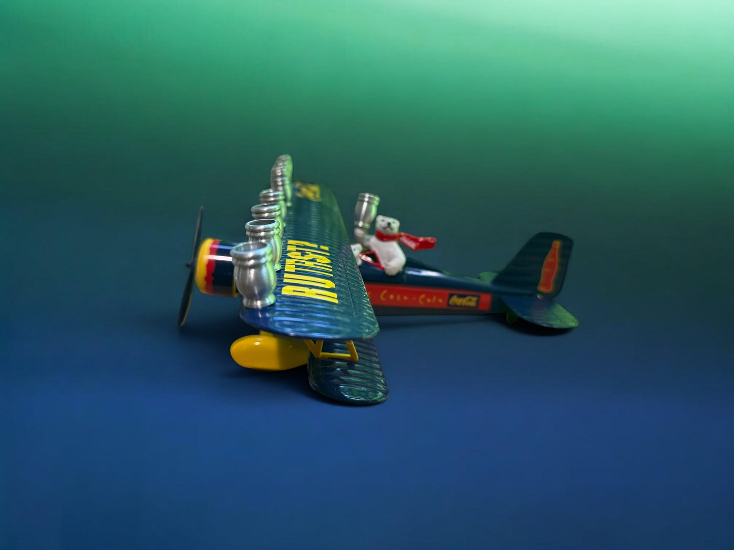 Vintage Airplane Menorah, Repurposed Metal Bank, Hanukkah Gift