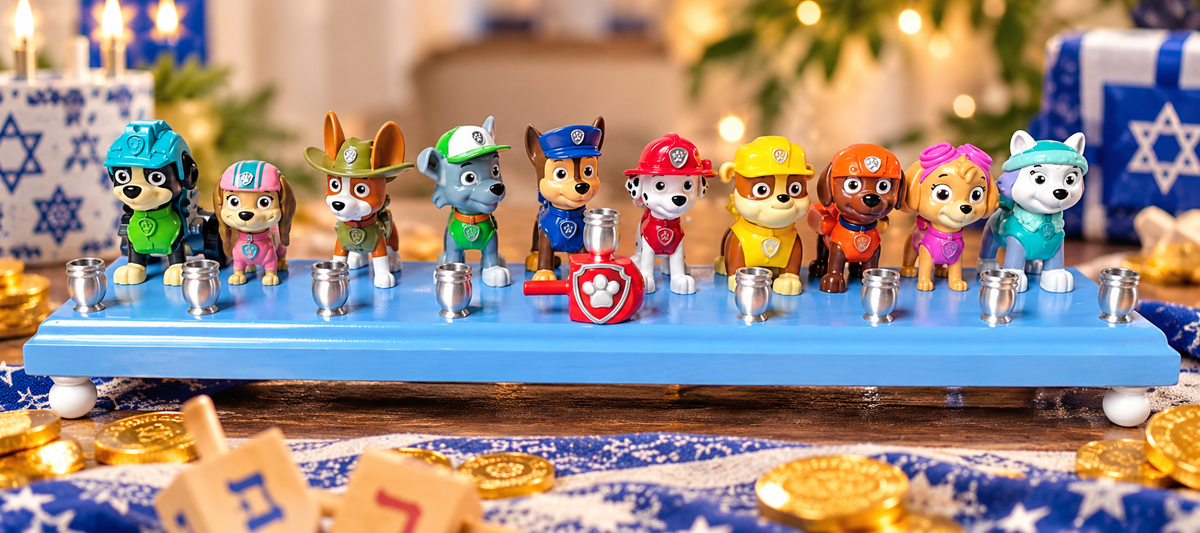 Paw Patrol Full Patrol Menorah – Large Handmade Hanukkah Menorah