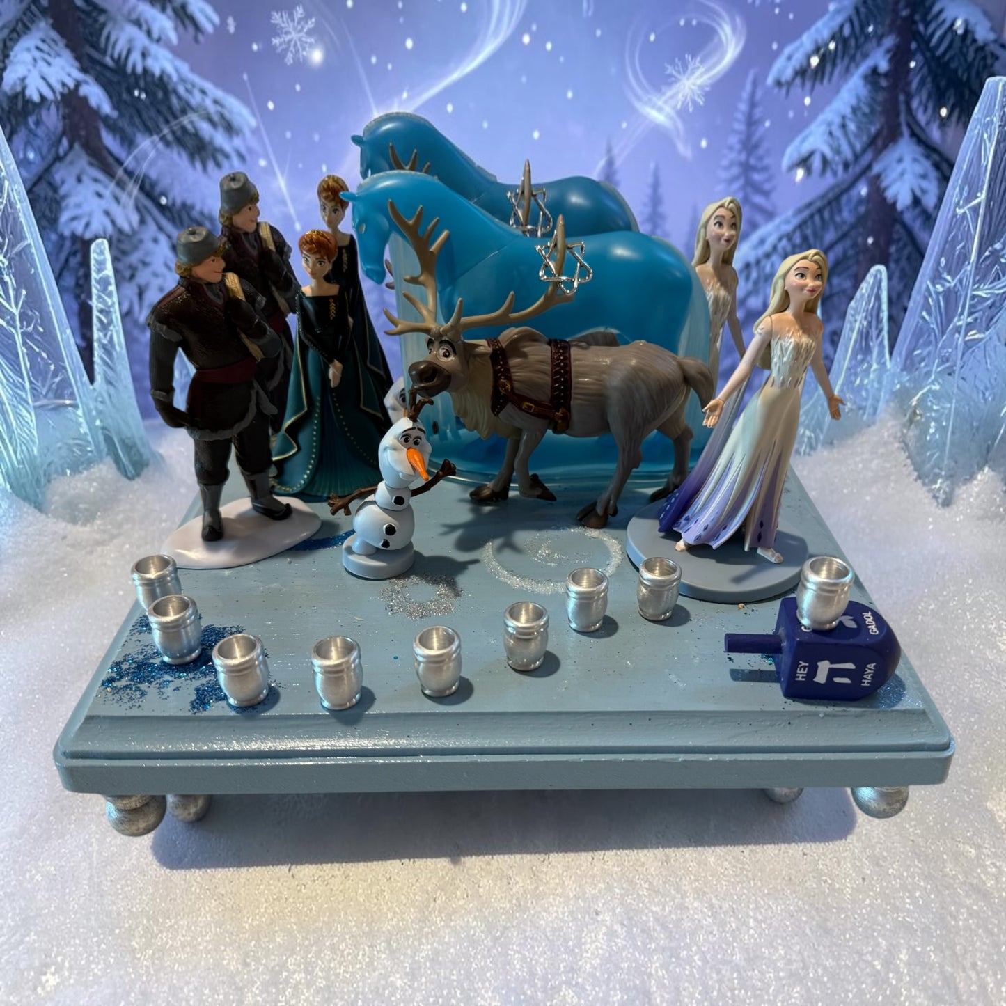 Frozen Menorah Princess Menorah Classic Disney Judaica Hanukkiah Anna and Elsa
