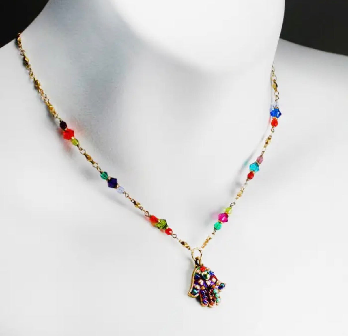 Multicolor Bright Hamsa Necklace