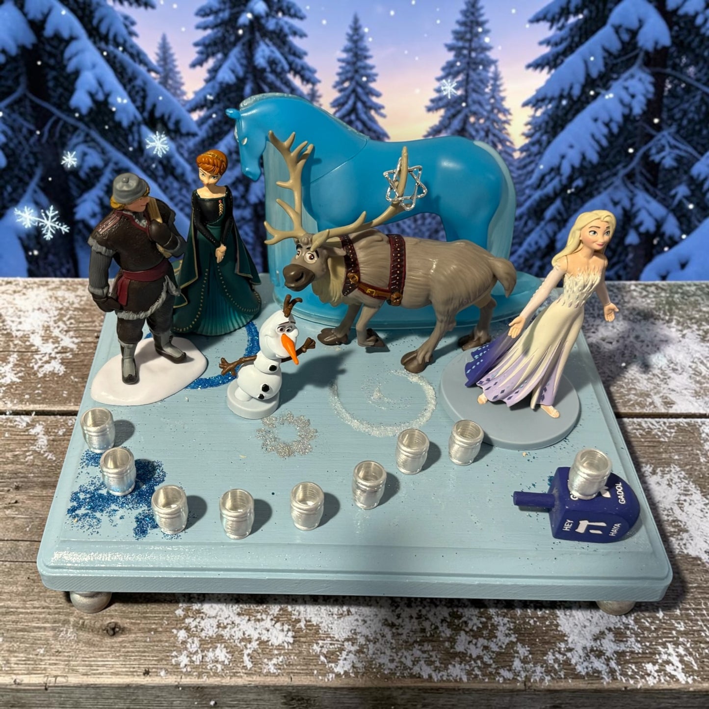 Frozen Menorah Princess Menorah Classic Disney Judaica Hanukkiah Anna and Elsa
